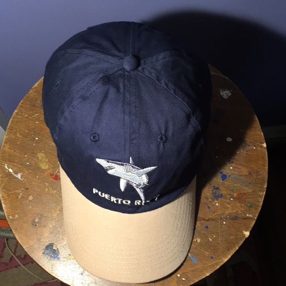 Puerto Rico Shark hat tourist cap adjustable back strap 6 panel baseball style - Picture 4 of 9